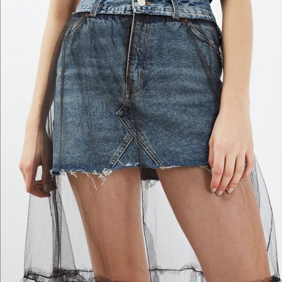 💕💕 topshop denim tulle mini skirt - Picture 3 of 4